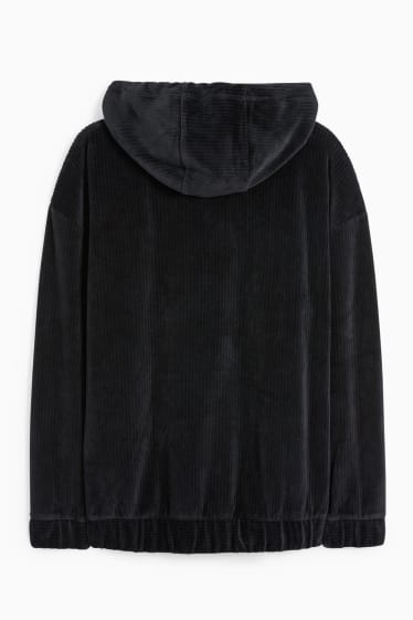 Heren - Fluwelen hoodie - zwart