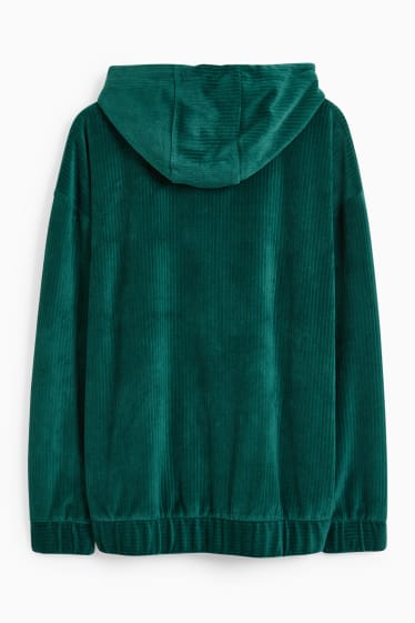 Hombre - Sudadera con capucha aterciopelada - verde oscuro