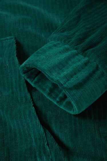 Hommes - Sweat à capuche en velours - vert foncé