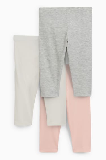 Enfants - Lot de 3 - leggings capri - rose / bleu