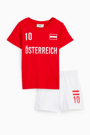 Children - Austria - short pyjamas - 2 piece - white / red