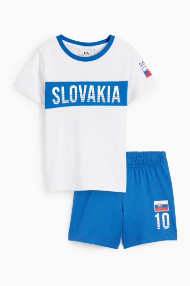 Children - Slovakia - short pyjamas - 2 piece - white / blue