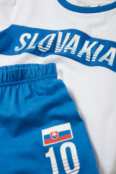 Niños - Eslovaquia - pijama corto - 2 piezas - blanco / azul