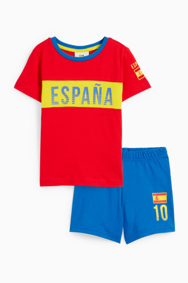 Kinder - Spanien - Shorty-Pyjama - 2 teilig - rot / blau