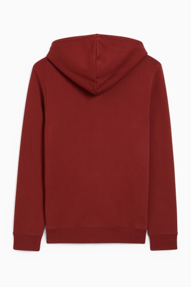 Hommes - Sweat zippé à capuche - bordeaux