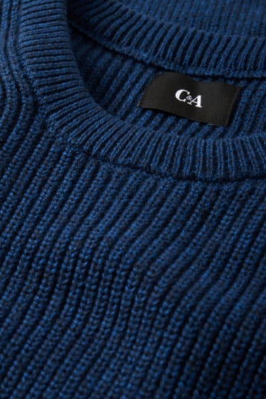 Mężczyźni - Sweter - prążkowany - niebieski