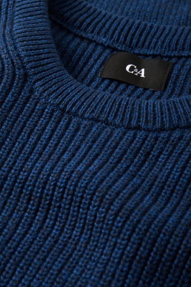 Men - Jumper - ribbed - blue