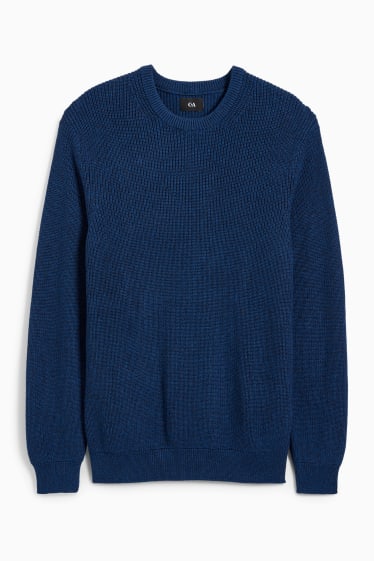 Herren - Pullover - gerippt - blau