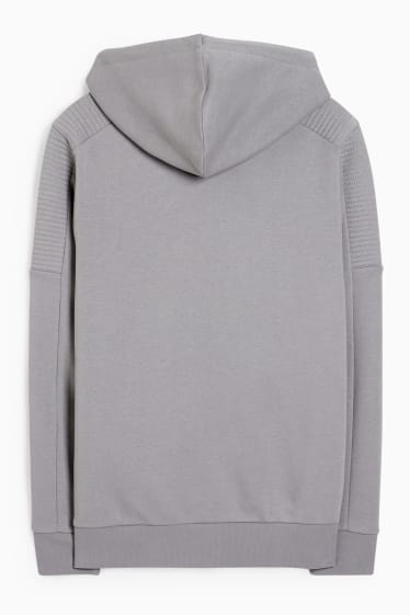 Hommes - Sweat zippé à capuche - gris chiné