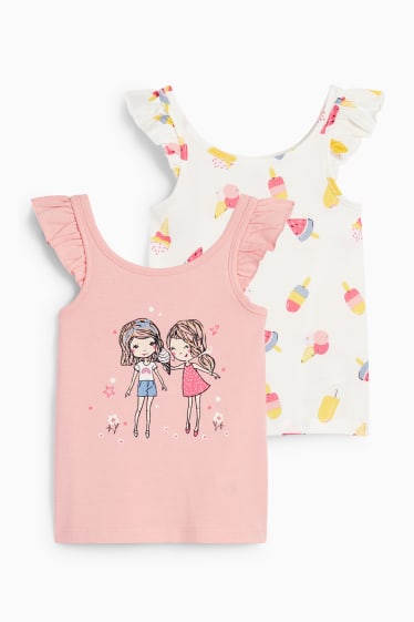 Niños - Pack de 2 - helados - camisetas sin mangas - blanco / rosa
