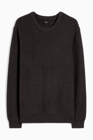 Herren - Pullover - gerippt - dunkelgrau