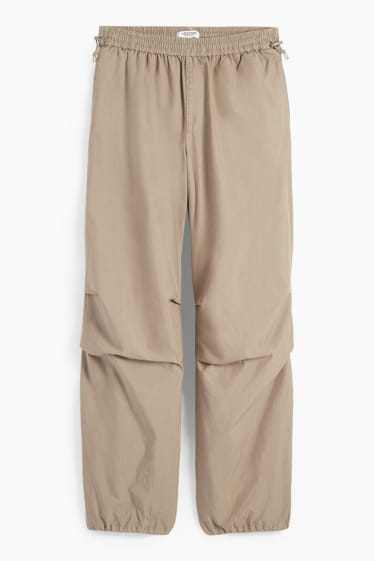 Women - Cloth trousers - mid-rise waist - straight fit - light brown