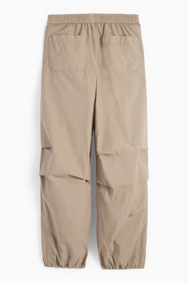 Women - Cloth trousers - mid-rise waist - straight fit - light brown