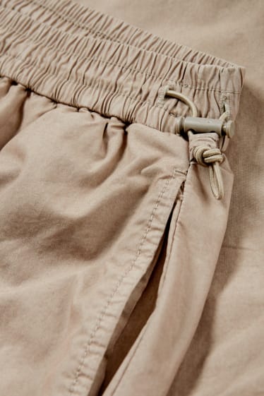 Women - Cloth trousers - mid-rise waist - straight fit - light brown