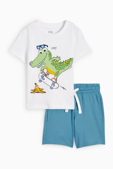 Niños - Cocodrilo - conjunto - camiseta de manga corta y shorts - 2 piezas - blanco