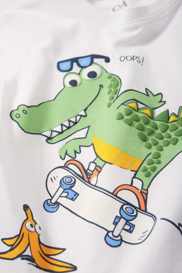 Kinder - Krokodil - Set - Kurzarmshirt und Shorts - 2 teilig - weiß