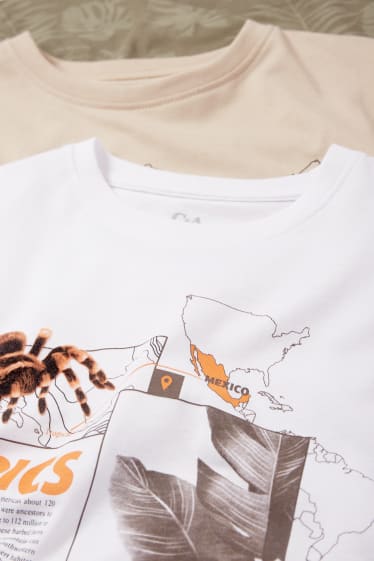 Kinder Jungen - Multipack 3er - Dschungel - Kurzarmshirt - weiß