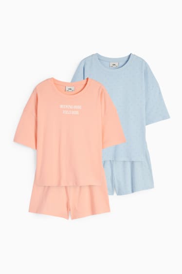 Kinder Mädchen - Multipack 2er - Shorty-Pyjama - 4 teilig - hellblau