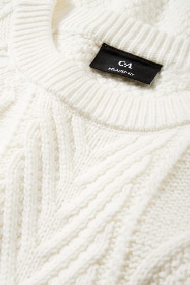 Men - Jumper - cable knit pattern - cremewhite