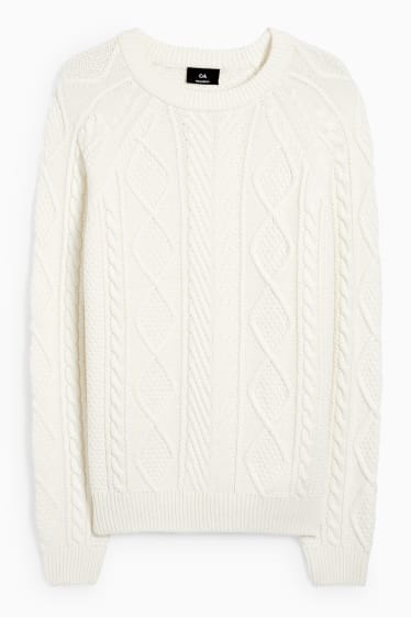 Men - Jumper - cable knit pattern - cremewhite