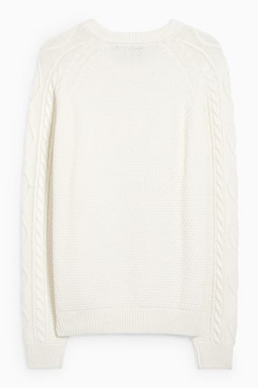 Men - Jumper - cable knit pattern - cremewhite