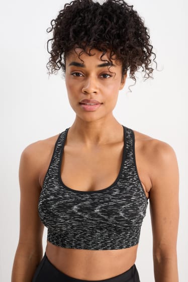 Women - Sports bra - padded - seamless - black