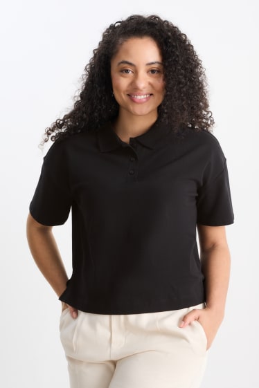 Femei - Tricou polo basic - negru