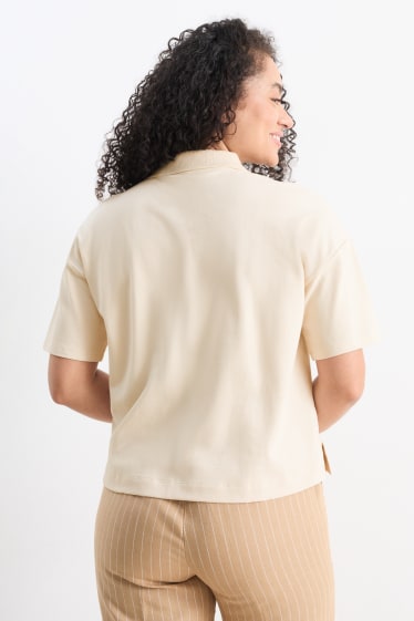 Damen - Basic-Poloshirt - hellbeige