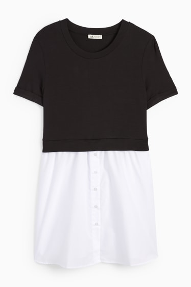 Damen - Umstands-T-Shirt - 2-in-1-Look - schwarz