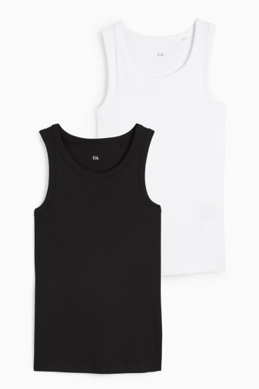 Damen - Multipack 2er - Basic-Top - schwarz / weiß