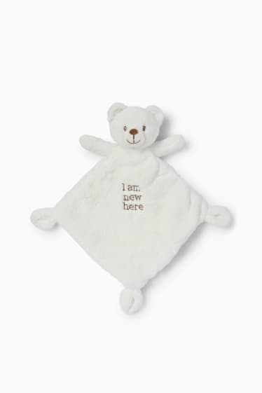 Babies - Teddy bear - baby comfort blanket - white