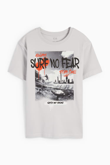 Kinder Jungen - Surfer - Kurzarmshirt - hellgrau