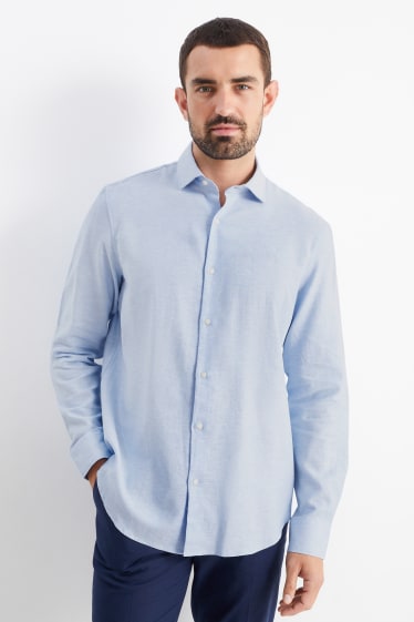 Men - Business shirt - regular fit - cutaway collar - easy-iron - light blue