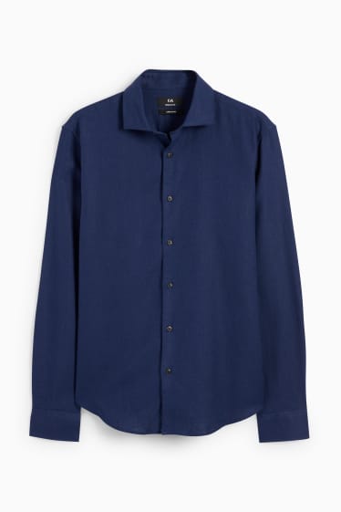 Heren - Business-overhemd - regular fit - cut away - gemakkelijk te strijken - donkerblauw