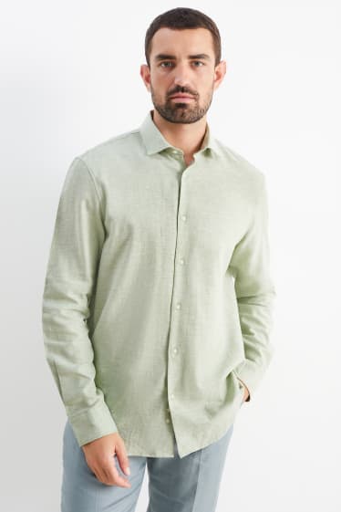 Uomo - Camicia business - regular fit - colletto alla francese - facile da stirare - verde chiaro