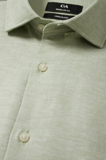 Hombre - Camisa de oficina - regular fit - cutaway - de planchado fácil - verde claro