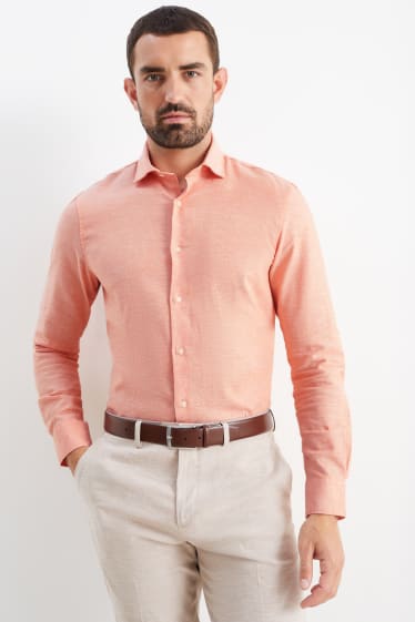 Heren - Business-overhemd - regular fit - cut away - gemakkelijk te strijken - oranje