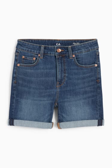 Women - Denim shorts - mid-rise waist - LYCRA® - denim-dark blue