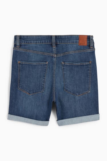 Women - Denim shorts - mid-rise waist - LYCRA® - denim-dark blue