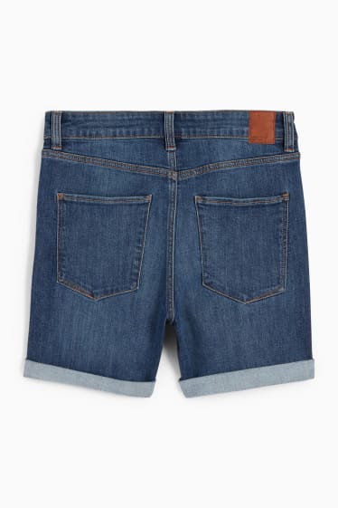 Femei - Pantaloni scurți de blugi - talie medie - LYCRA® - denim-albastru închis