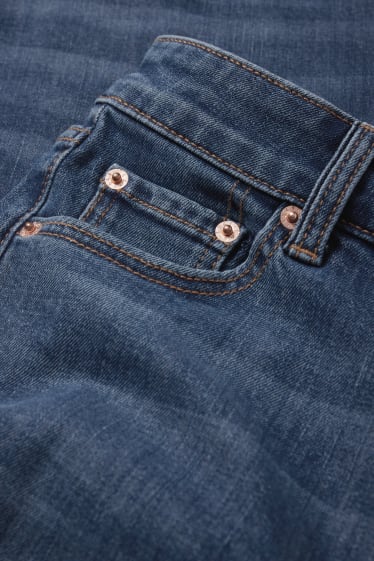 Dámské - Džínové šortky - mid waist - LYCRA® - džíny - tmavomodré