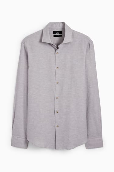 Uomo - Camicia business - regular fit - colletto alla francese - facile da stirare - grigio