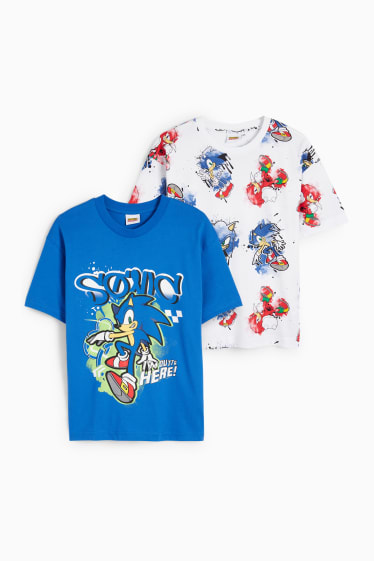 Dzieci - Wielopak, 2 szt. - Sonic - koszulka z krótkim rękawem - niebieski