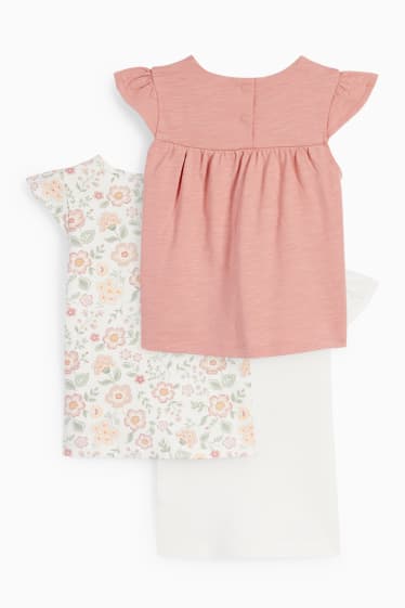 Nadons - Paquet de 3 - floretes i animals salvatges - samarreta de màniga curta per a nadó - blanc trencat