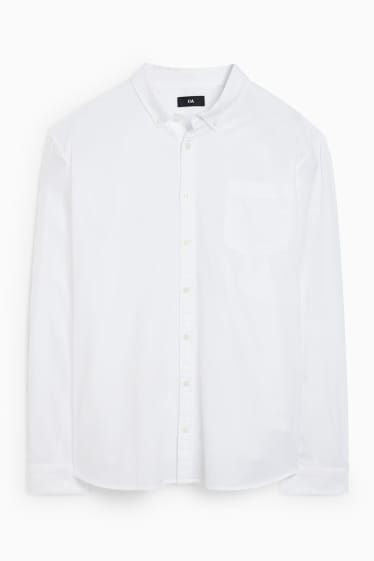 Heren - Oxford overhemd - regular fit - button down - wit