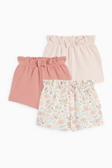 Bébés filles - Lot de 3 - petites fleurs - shorts pour bébé - blanc crème