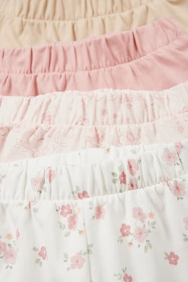 Bebeluși - fete - Multipack 4 buc. - floricele - pantaloni scurți bebeluși - alb-crem