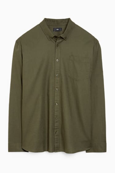 Home - Camisa Oxford - regular fit - button-down - verd fosc
