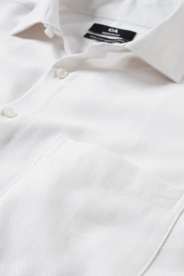 Herren - Businesshemd - Regular Fit - Cutaway - bügelleicht - weiss-melange