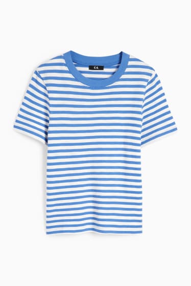 Women - T-shirt - striped - blue